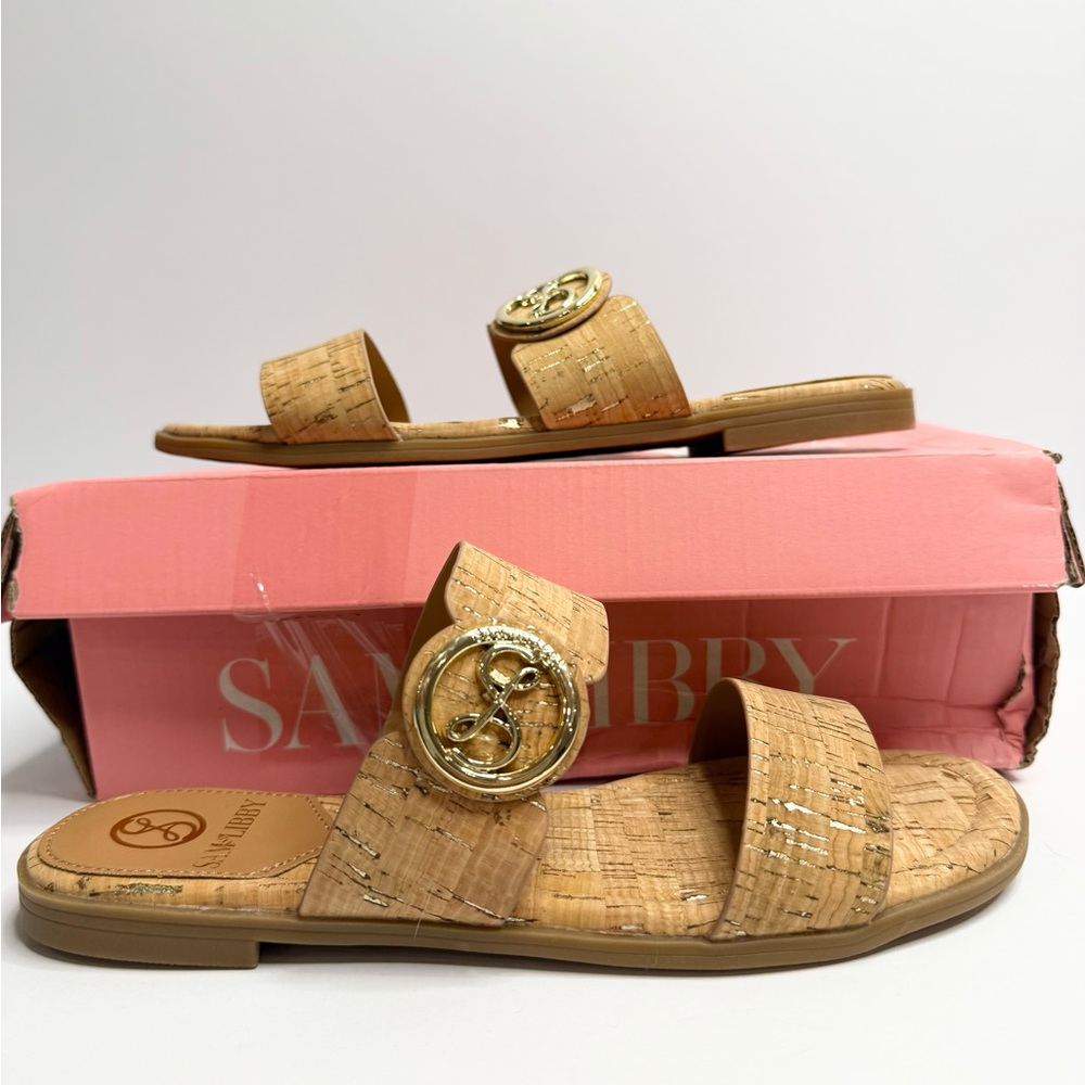 Sam and Libby Brown Tamora Slide Round Toe Flat Sandals size 7